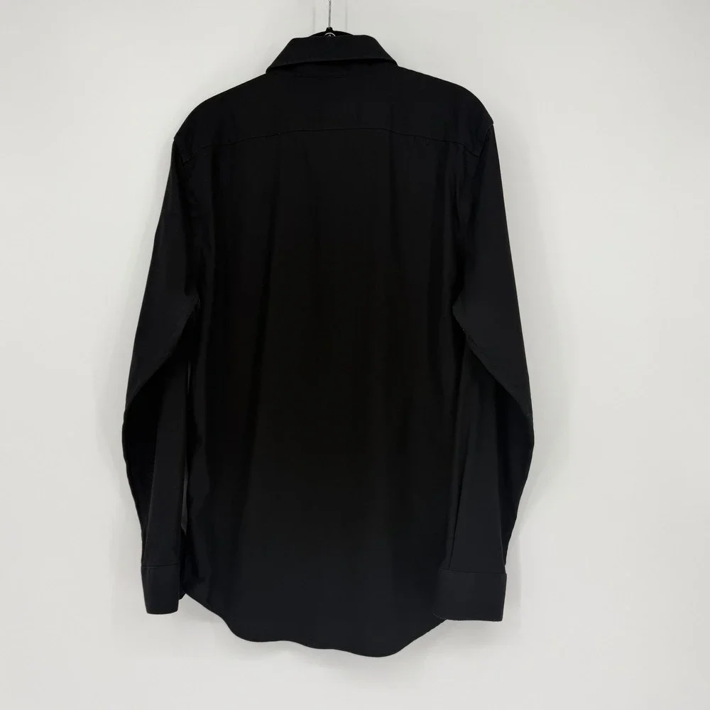 Banana Republic Mens Slim Fit Non-Iron Cotton Long Sleeve Button Down Black M